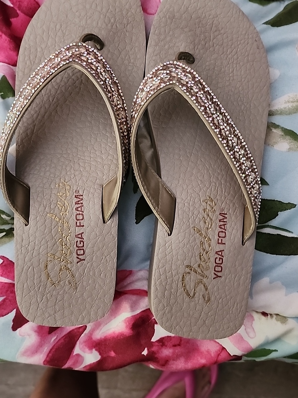 Sketcher Brand Rhinestone Slide Sandals - Picture 2 of 4